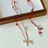 Carousel Pony Red Cord Necklace Horse Pendant - floysun