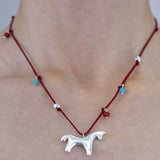 Carousel Pony Red Cord Necklace Horse Pendant - floysun