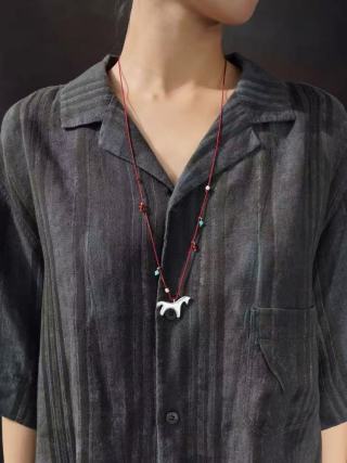 Carousel Pony Red Cord Necklace Horse Pendant - floysun