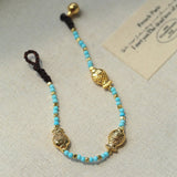 Carp Drift – Blue Turquoise & Golden Koi Beaded Bracelet with Bell Clasp - floysun