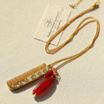 Carved Agate Comb Pendant Necklace - floysun