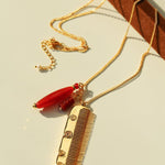 Carved Agate Comb Pendant Necklace - floysun