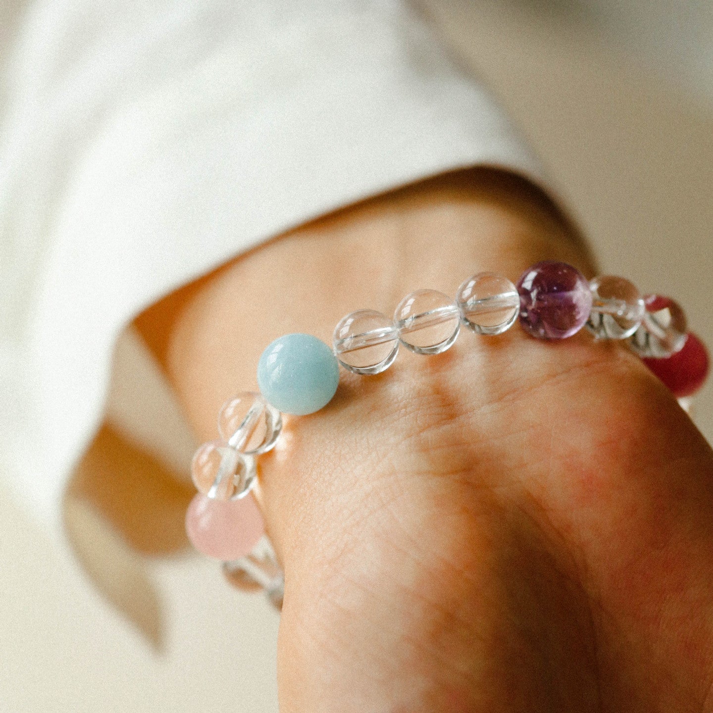 Celestia Radiance · Natural Clear Quartz Harmony Beads Bracelet - floysun