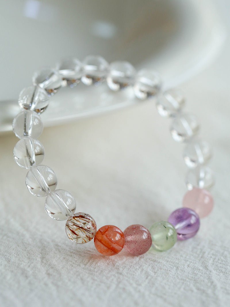 Celestia Radiance · Rainbow Multigem Clear Quartz Energy Bracelet - floysun