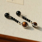 Celestial Black Agate & Tiger’s Eye Earrings - floysun