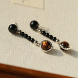 Celestial Black Agate & Tiger’s Eye Earrings - floysun