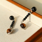 Celestial Black Agate & Tiger’s Eye Earrings - floysun