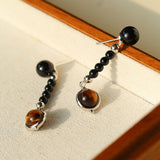 Celestial Black Agate & Tiger’s Eye Earrings - floysun