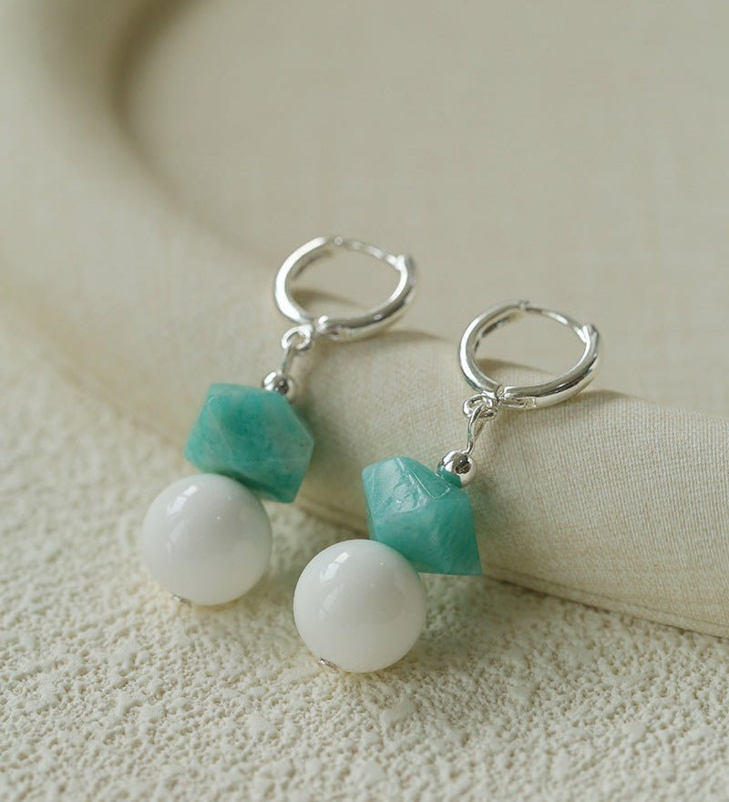 Celestial Wave Shell & Amazonite Drop Earrings - floysun