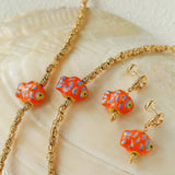 Ceramic Fish Lava Texture Gold Collarbone Necklace - floysun