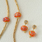 Ceramic Fish Lava Texture Gold Dangle Earrings - floysun