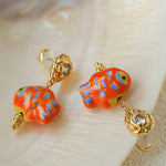 Ceramic Fish Lava Texture Gold Dangle Earrings - floysun