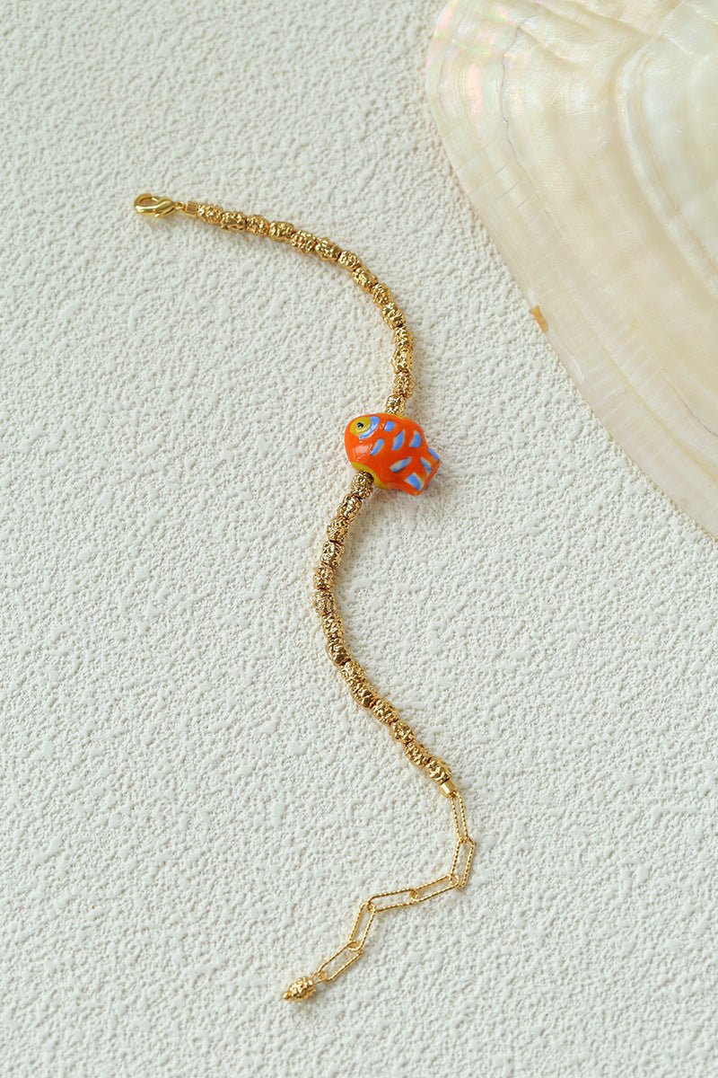 Ceramic Fish Lava Texture Gold Stack Bracelet - floysun