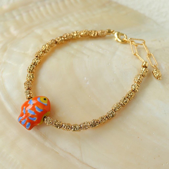 Ceramic Fish Lava Texture Gold Stack Bracelet - floysun