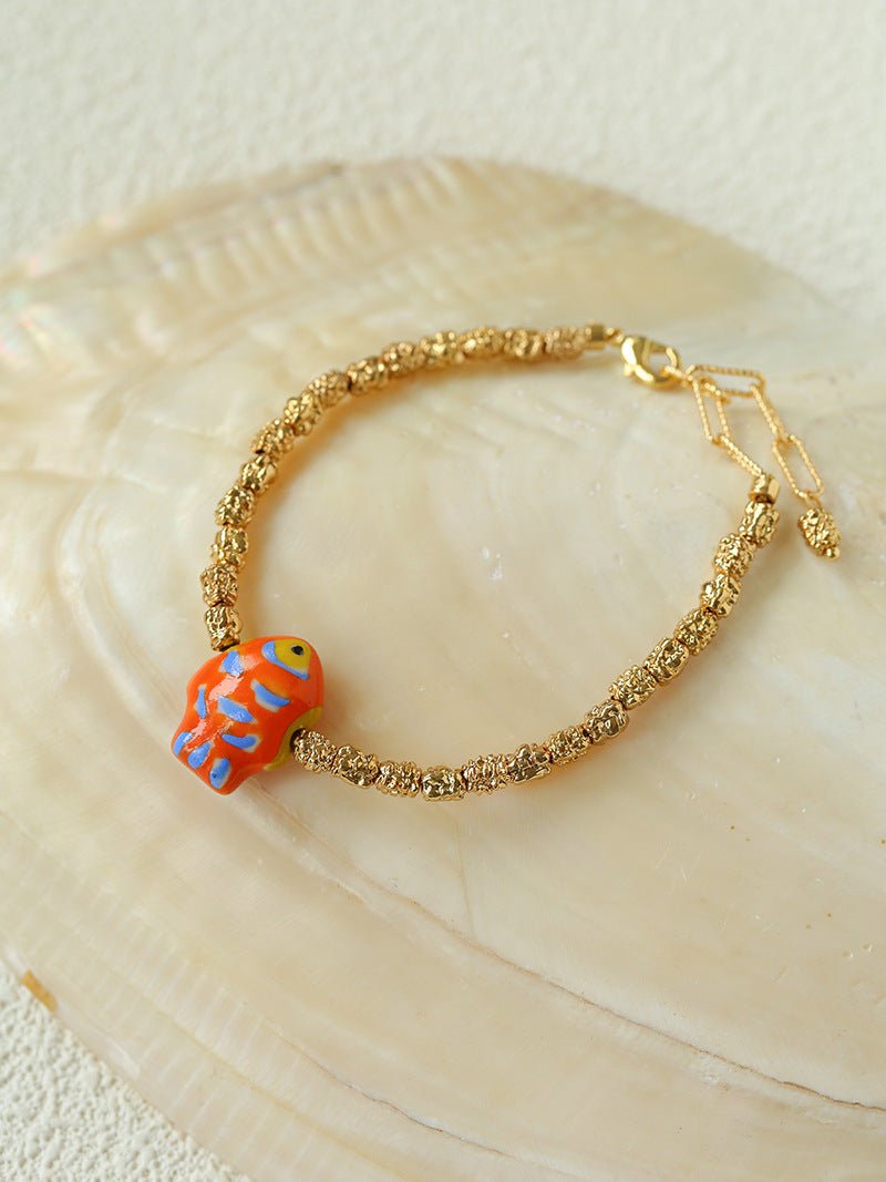 Ceramic Fish Lava Texture Gold Stack Bracelet - floysun