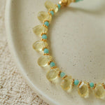 Cerulean & Citrine Harmony Necklace | Natural Amazonite & Lemon Quartz Duo - floysun