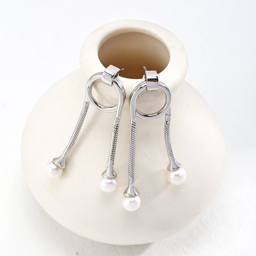 Chain Double Pearl Earrings - floysun