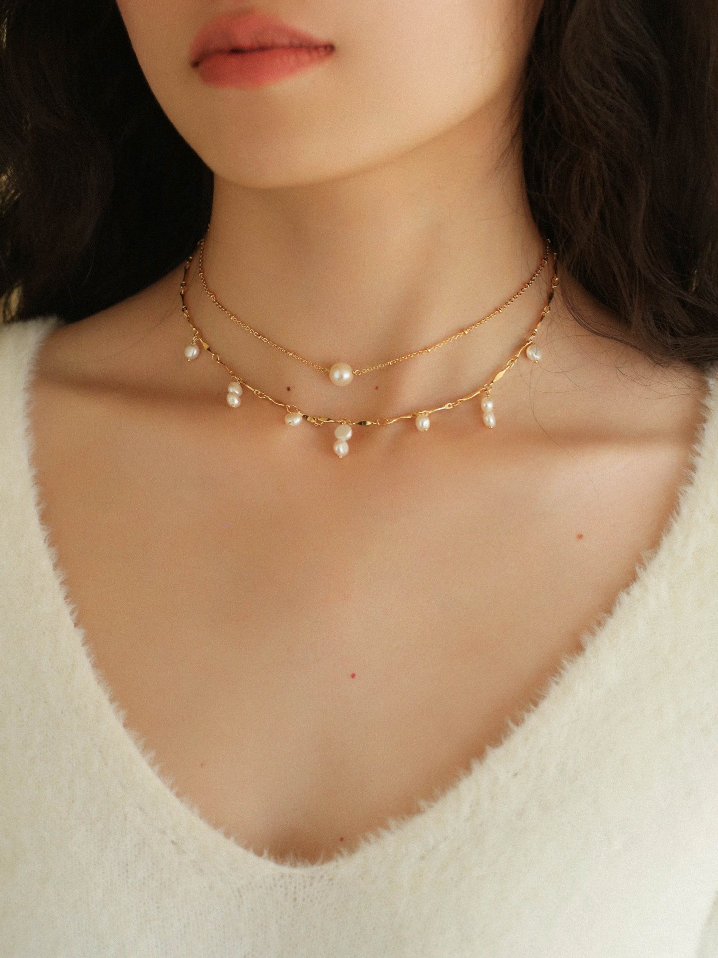 Chain Freshwater Pearl Necklace Type E - floysun