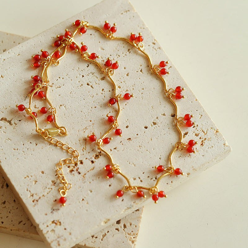 Cherry Blossom Red Agate Necklace - floysun