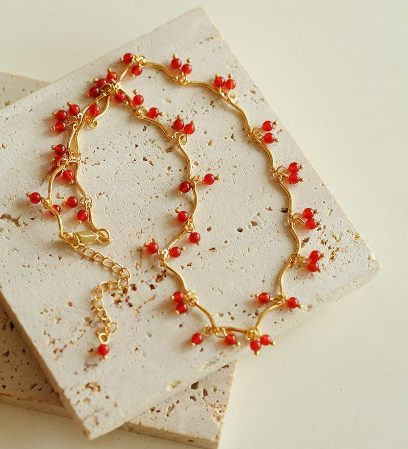 Cherry Blossom Red Agate Necklace - floysun