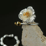 Chinese - Style 925 Silver Camellia Flower Open Ring - floysun