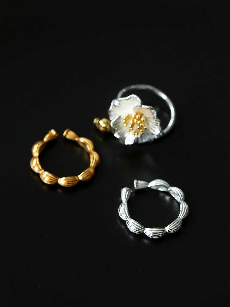 Chinese - Style 925 Silver Camellia Flower Open Ring - floysun