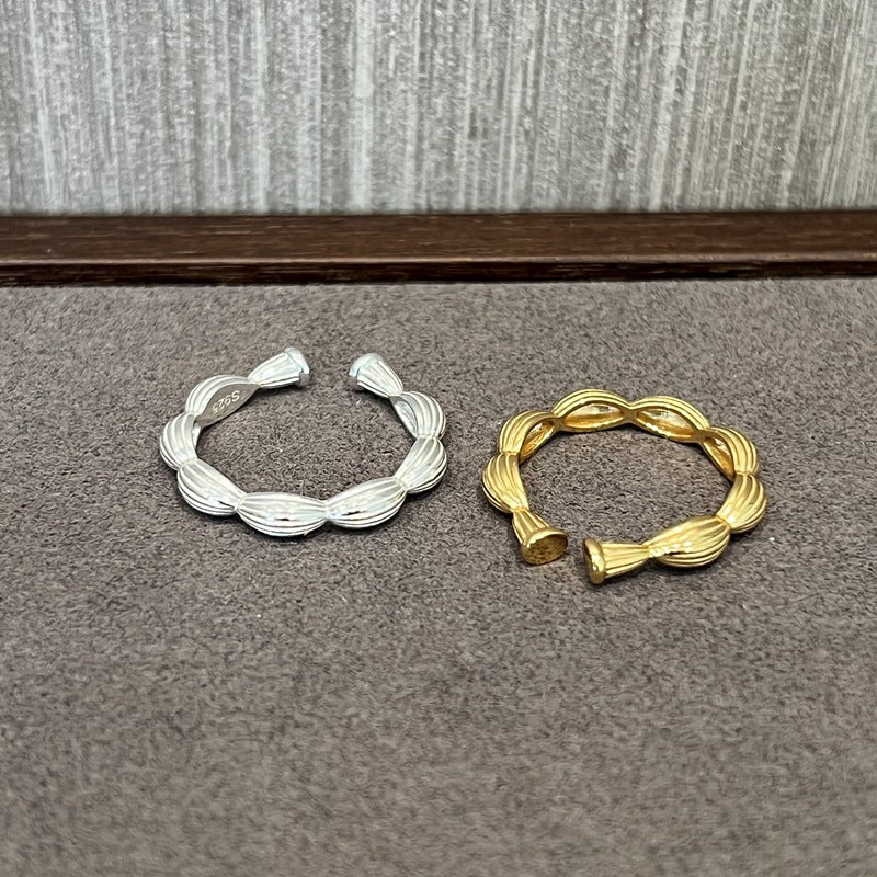 Chinese - Style 925 Silver Camellia Flower Open Ring - floysun