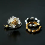 Chinese - Style 925 Silver Camellia Flower Open Ring - floysun