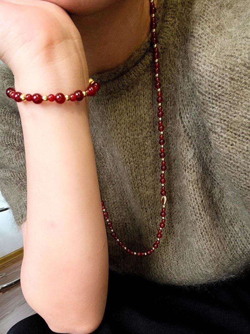Chinese - Style Agate Gourd Bracelet – Red Agate / Black Agate - floysun