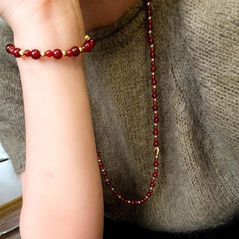 Chinese - Style Agate Gourd Bracelet – Red Agate / Black Agate - floysun