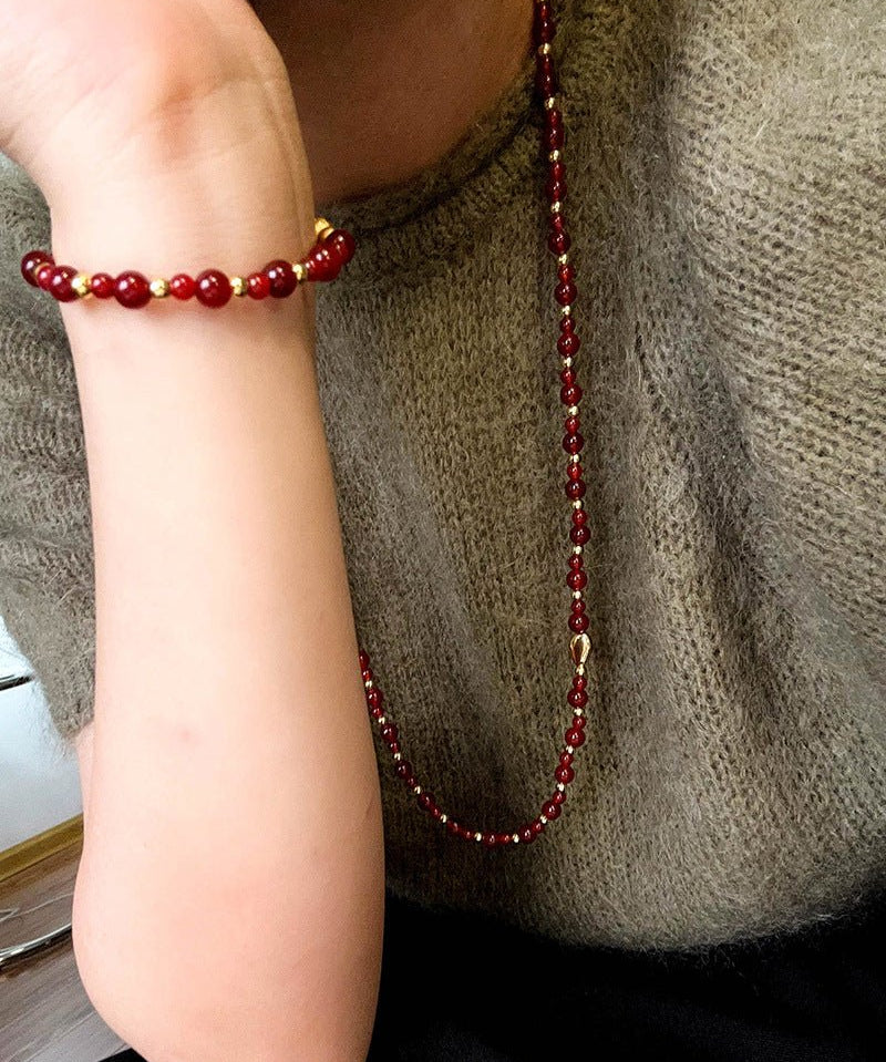 Chinese - Style Agate Gourd Bracelet – Red Agate / Black Agate - floysun