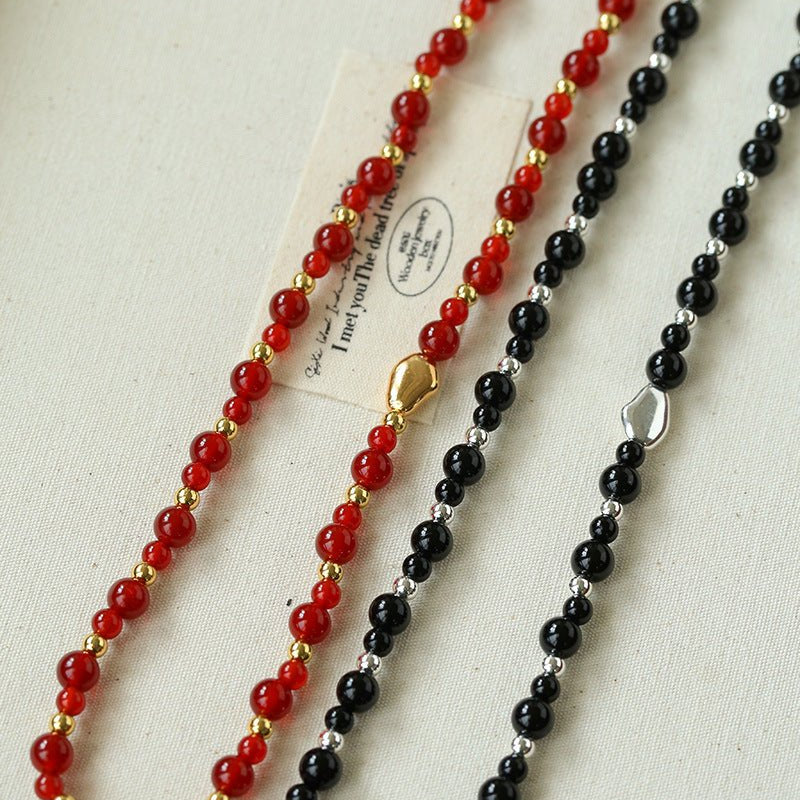 Chinese - Style Agate Gourd Necklace – Red Agate / Black Agate - floysun