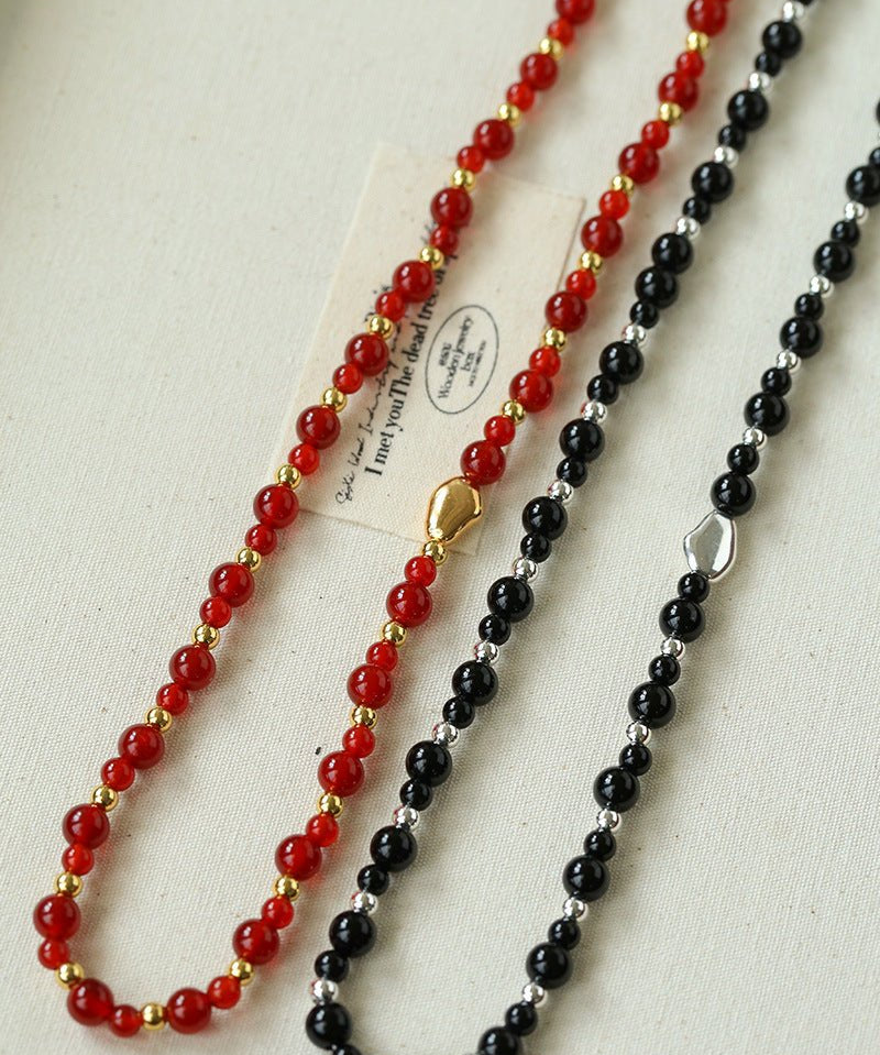 Chinese - Style Agate Gourd Necklace – Red Agate / Black Agate - floysun