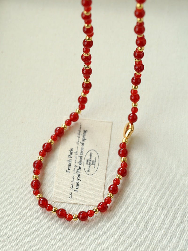 Chinese - Style Agate Gourd Necklace – Red Agate / Black Agate - floysun