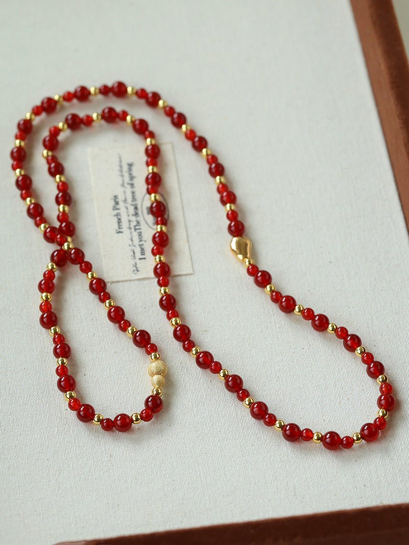 Chinese - Style Agate Gourd Necklace – Red Agate / Black Agate - floysun