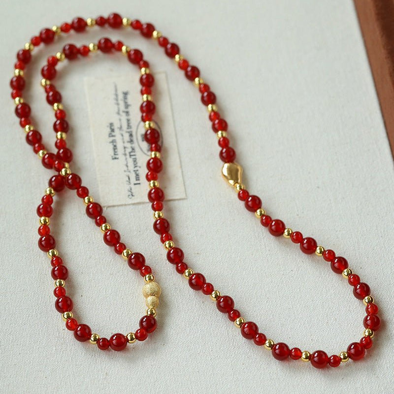 Chinese - Style Agate Gourd Necklace – Red Agate / Black Agate - floysun