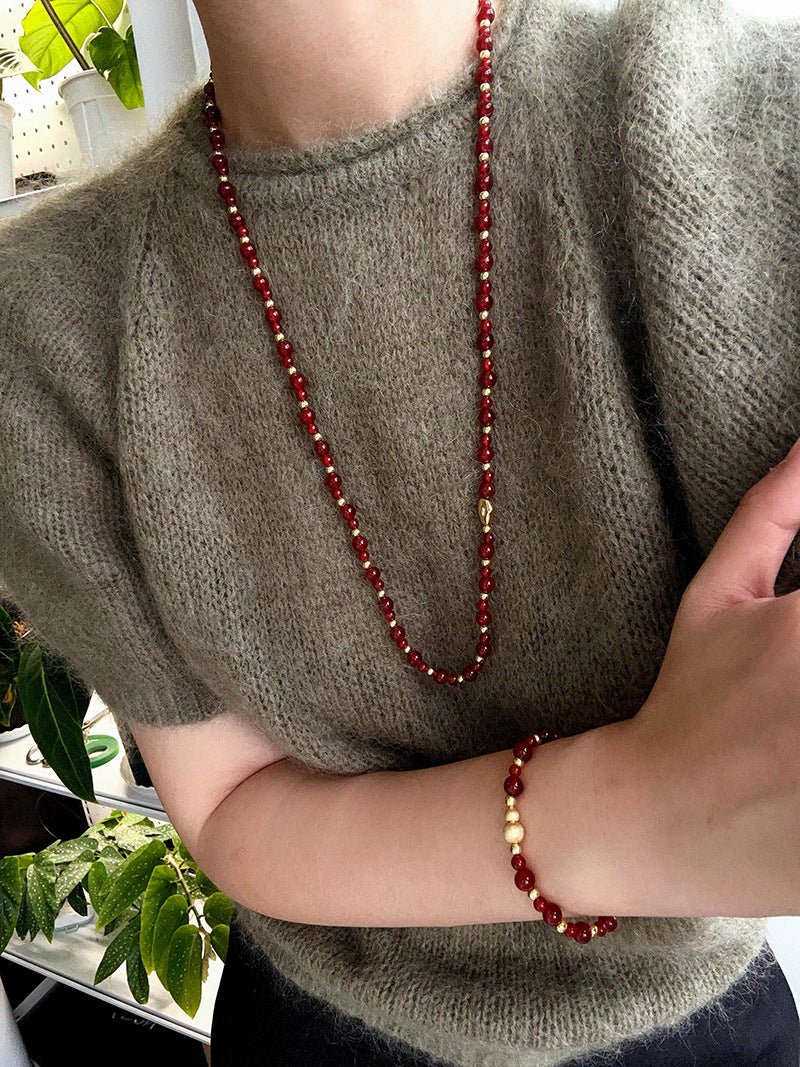 Chinese - Style Agate Gourd Necklace – Red Agate / Black Agate - floysun