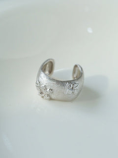 Clara Series Brushed Texture Square Sterling Silver Ring - floysun