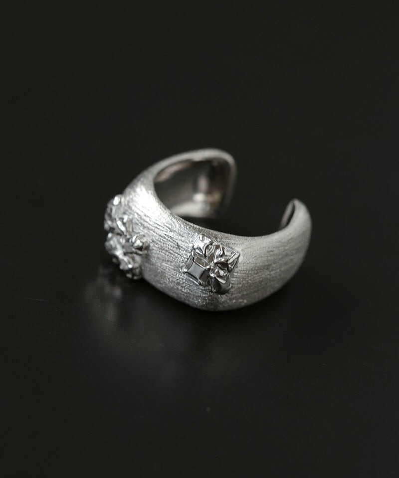 Clara Series Brushed Texture Square Sterling Silver Ring - floysun