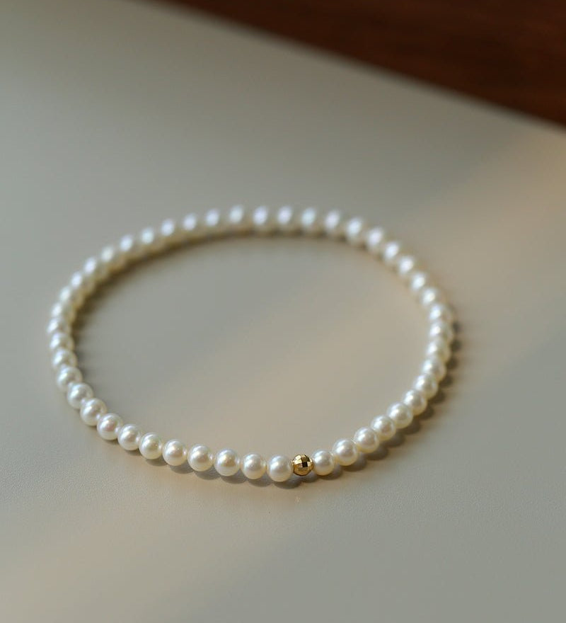 Classic 18K Gold Mini Pearl Bracelet – Natural Freshwater Pearls - floysun
