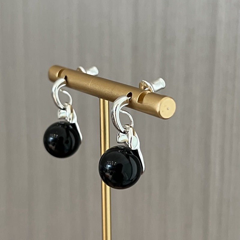 Classic 925 Sterling Silver Drop Earrings – Pearl / Red Onyx / Black Onyx - floysun