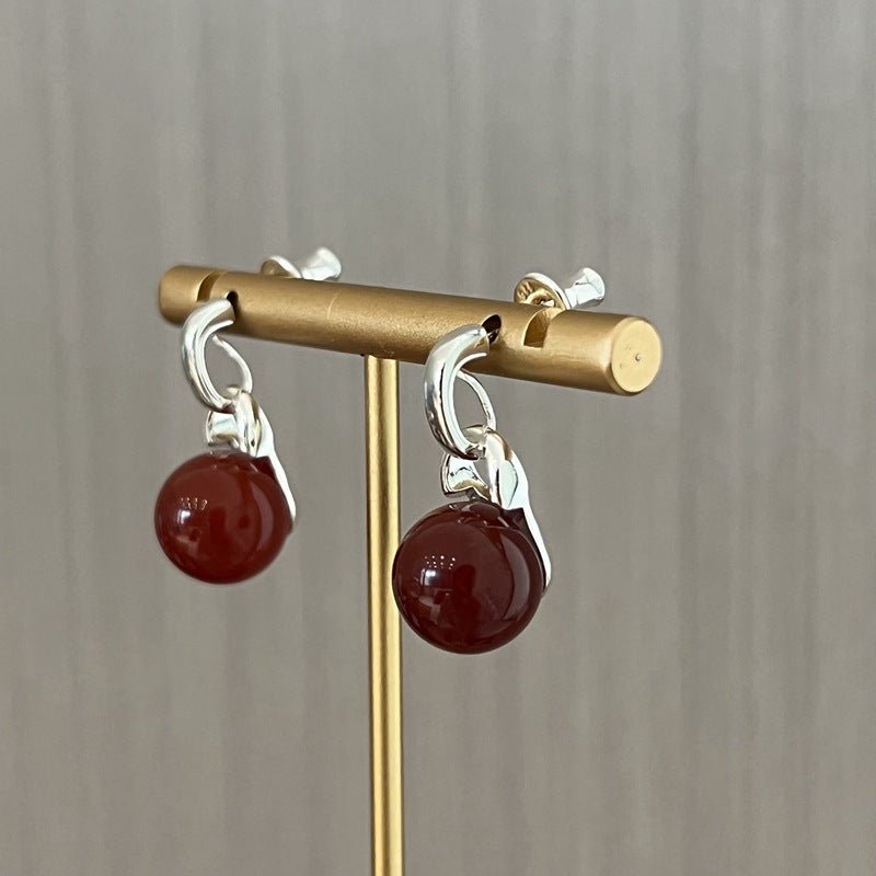 Classic 925 Sterling Silver Drop Earrings – Pearl / Red Onyx / Black Onyx - floysun