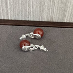 Classic 925 Sterling Silver Drop Earrings – Pearl / Red Onyx / Black Onyx - floysun