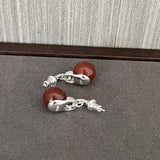 Classic 925 Sterling Silver Drop Earrings – Pearl / Red Onyx / Black Onyx - floysun
