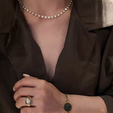 Classic Bubble Bezel Solitaire Necklace - Handcrafted Floating Diamond Choker - floysun