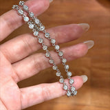 Classic Bubble Bezel Solitaire Necklace - Handcrafted Floating Diamond Choker - floysun