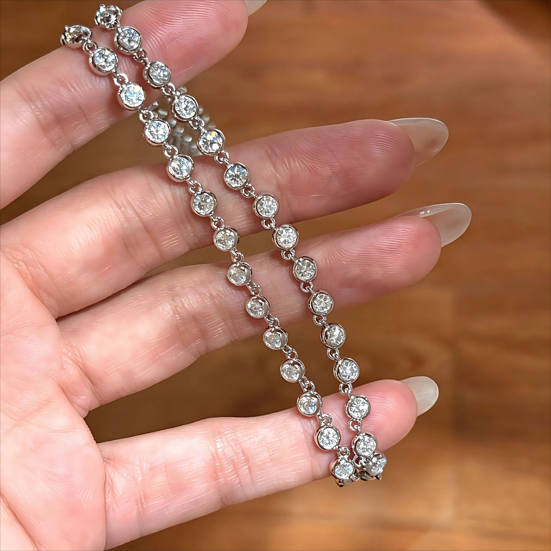 Classic Bubble Bezel Solitaire Necklace - Handcrafted Floating Diamond Choker - floysun