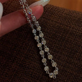 Classic Bubble Bezel Solitaire Necklace - Handcrafted Floating Diamond Choker - floysun