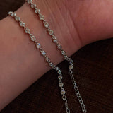 Classic Bubble Bezel Solitaire Necklace - Handcrafted Floating Diamond Choker - floysun