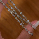 Classic Bubble Bezel Solitaire Necklace - Handcrafted Floating Diamond Choker - floysun
